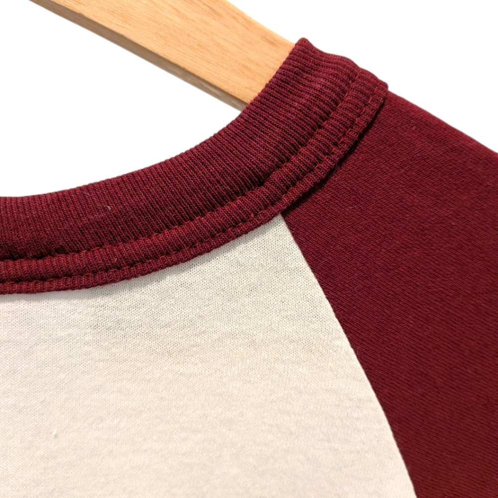 Vintage Loyola University Wolves Raglan Baseball Tee Sportswear Gold Maroon L - Picture 5 of 10